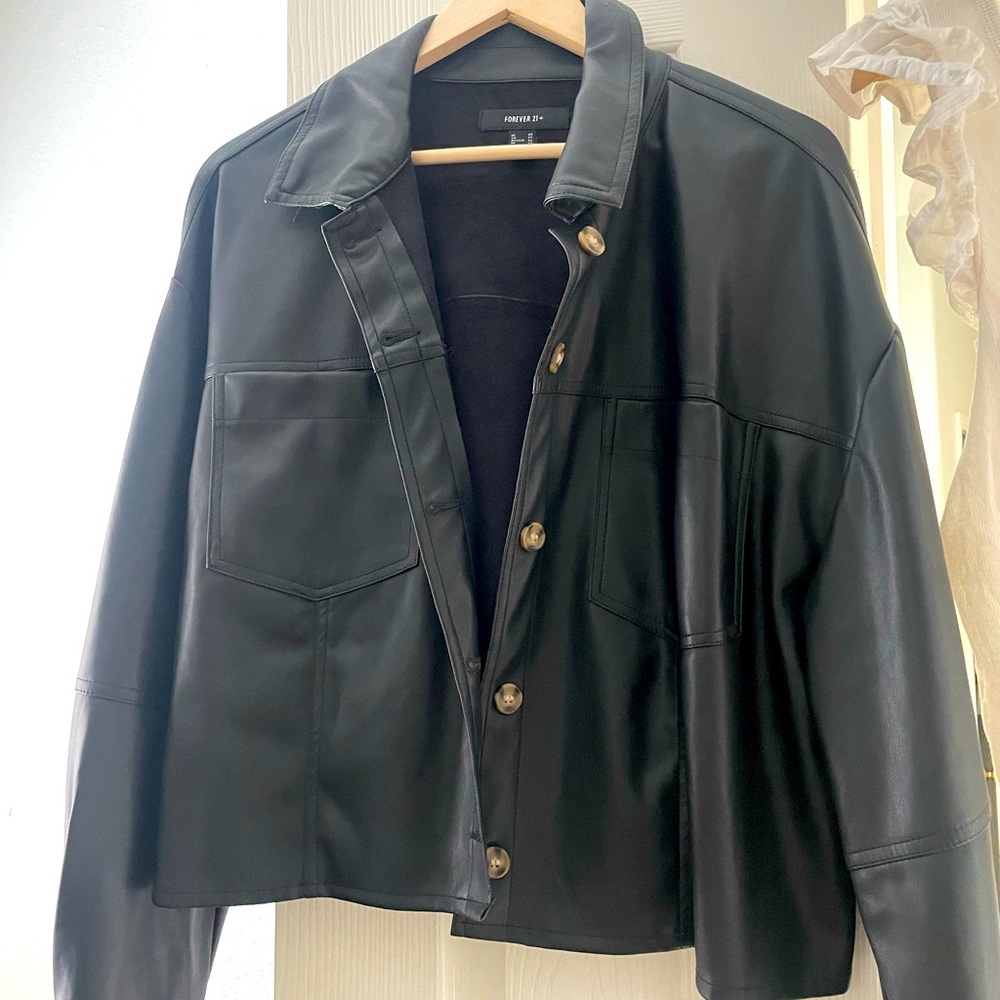 Black leather  jacket from forever 21